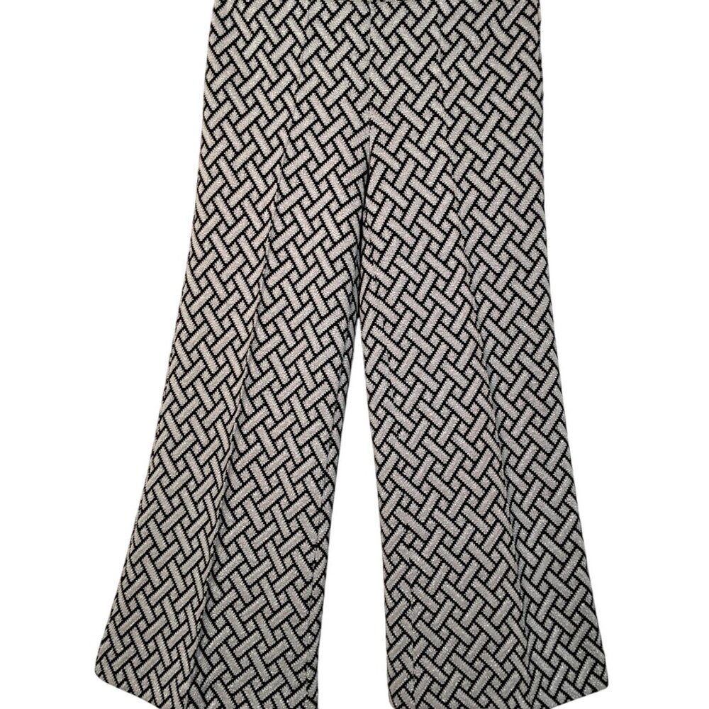 Vintage Miss Holly Pants Women Small Black Silver Polyester 60s 70s Flare Disco